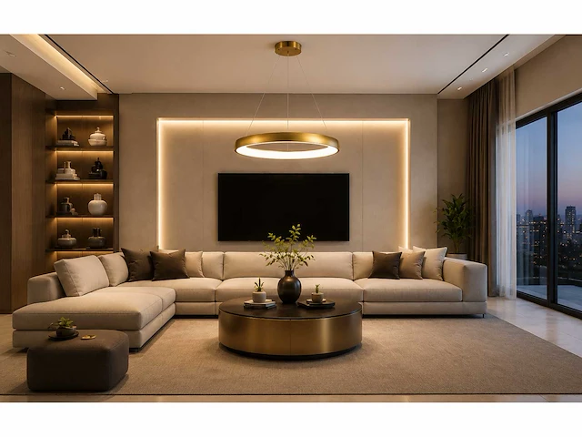 Led ring hanglamp 30w – 4000k neutraal wit - rose gold – ip20 – essence-30 - afbeelding 2 van  5