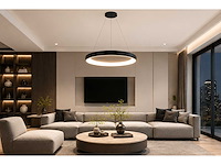 Led ring hanglamp 30w – 4000k neutraal wit - zwart – ip20 – essence-30 - afbeelding 1 van  2