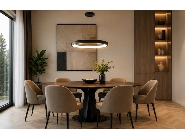Led ring hanglamp 30w – 4000k neutraal wit - zwart – ip20 – essence-30 - afbeelding 2 van  2