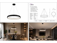 Led ring hanglamp 30w – 4000k neutraal wit - zwart – ip20 – essence-30 - afbeelding 5 van  5