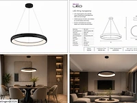 Led ring hanglamp 30w – 4000k neutraal wit - zwart – ip20 – essence-30 - afbeelding 6 van  6
