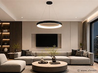 Led ring hanglamp 30w – 4000k neutraal wit - zwart – ip20 – essence-30 - afbeelding 1 van  5