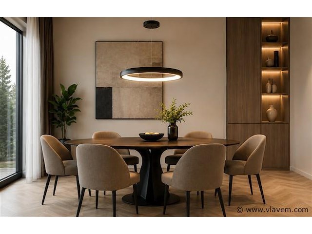 Led ring hanglamp 30w – 4000k neutraal wit - zwart – ip20 – essence-30 - afbeelding 3 van  5