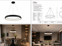 Led ring hanglamp 30w – 4000k neutraal wit - zwart – ip20 – essence-30 - afbeelding 5 van  5