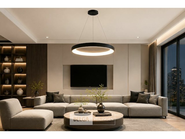 Led ring hanglamp 30w – 4000k neutraal wit - zwart – ip20 – essence-30 - afbeelding 1 van  6