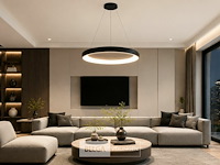 Led ring hanglamp 30w – 4000k neutraal wit - zwart – ip20 – essence-30 - afbeelding 2 van  6