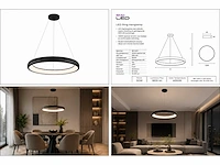 Led ring hanglamp 30w – 4000k neutraal wit - zwart – ip20 – essence-30 - afbeelding 5 van  5