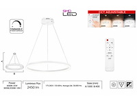 Led ring hanglamp 35w – 3cct dimbaar - wit – ip20 – harvey-35 3cct - afbeelding 4 van  5