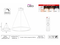 Led ring hanglamp 35w – 3cct dimbaar - wit – ip20 – harvey-35 3cct - afbeelding 3 van  4