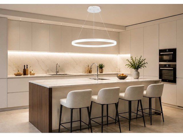 Led ring hanglamp 35w – 3cct dimbaar - wit – ip20 – harvey-35 3cct - afbeelding 1 van  5