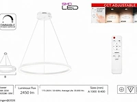 Led ring hanglamp 35w – 3cct dimbaar - wit – ip20 – harvey-35 3cct - afbeelding 5 van  6