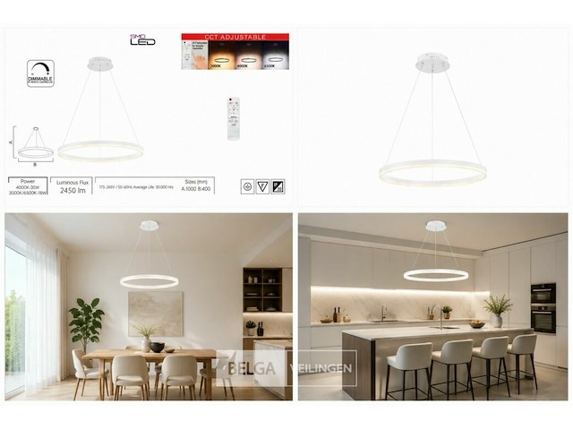 Led ring hanglamp 35w – 3cct dimbaar - wit – ip20 – harvey-35 3cct - afbeelding 6 van  6