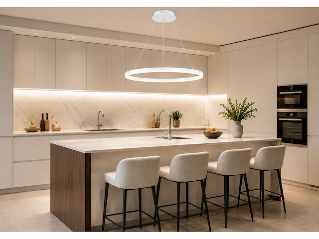 Led ring hanglamp 35w – 3cct dimbaar - wit – ip20 – harvey-35 3cct - afbeelding 1 van  5