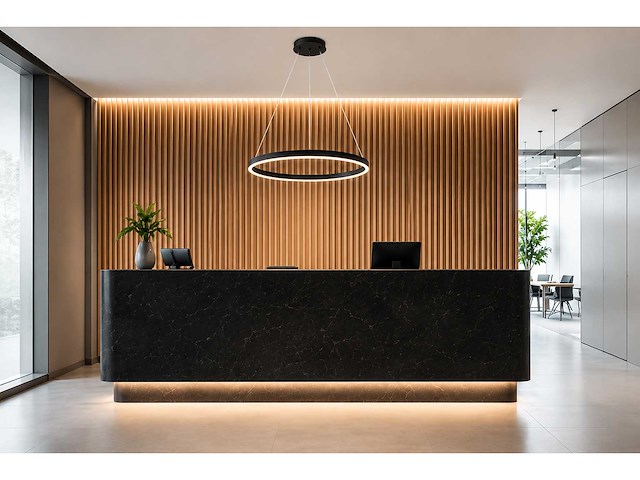 Led ring hanglamp 35w – 3cct dimbaar - zwart – ip20 – harvey-35 3cct - afbeelding 1 van  5