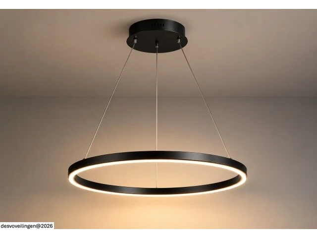 Led ring hanglamp 35w – 3cct dimbaar - zwart – ip20 – harvey-35 3cct - afbeelding 3 van  6