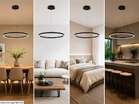Led ring hanglamp 35w – 3cct dimbaar - zwart – ip20 – harvey-35 3cct - afbeelding 4 van  6