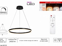 Led ring hanglamp 35w – 3cct dimbaar - zwart – ip20 – harvey-35 3cct - afbeelding 5 van  6