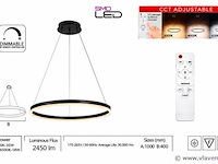 Led ring hanglamp 35w – 3cct dimbaar - zwart – ip20 – harvey-35 3cct - afbeelding 4 van  5