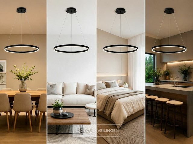 Led ring hanglamp 35w – 3cct dimbaar - zwart – ip20 – harvey-35 3cct - afbeelding 4 van  6