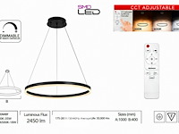 Led ring hanglamp 35w – 3cct dimbaar - zwart – ip20 – harvey-35 3cct - afbeelding 5 van  6