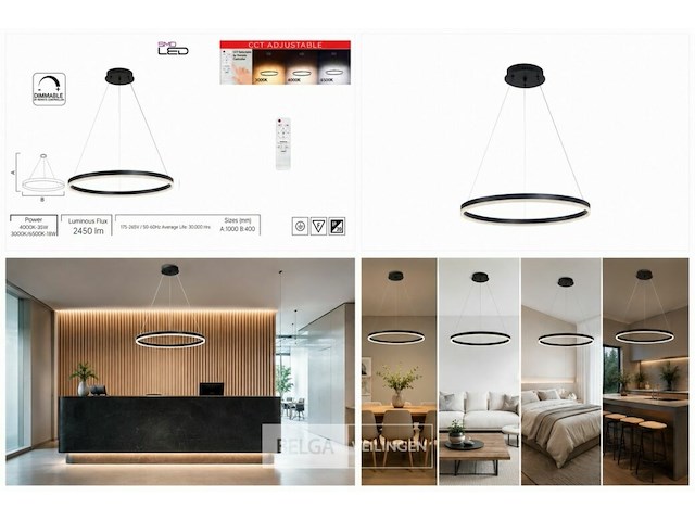 Led ring hanglamp 35w – 3cct dimbaar - zwart – ip20 – harvey-35 3cct - afbeelding 6 van  6
