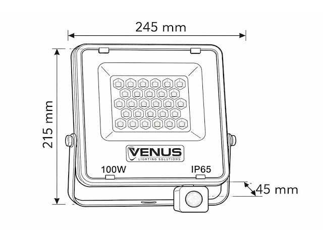 Led schijnwerper 100w met bewegingssensor – 6500k koel wit – ip65 (x10) - afbeelding 4 van  5