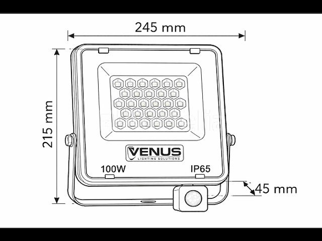 Led schijnwerper 100w – met sensor – 4000k naturaal wit – ip65 waterdicht (x10) - afbeelding 3 van  5
