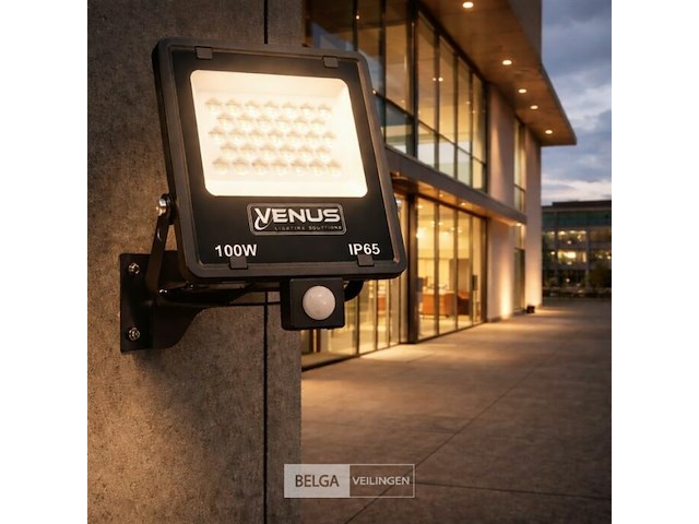 Led schijnwerper 100w – met sensor – 4000k naturaal wit – ip65 waterdicht (x10) - afbeelding 2 van  6