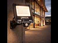 Led schijnwerper 100w – met sensor – 4000k naturaal wit – ip65 waterdicht (x6) - afbeelding 1 van  5