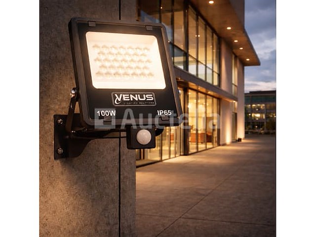 Led schijnwerper 100w – met sensor – 4000k naturaal wit – ip65 waterdicht (x6) - afbeelding 1 van  5