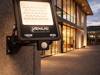 Led schijnwerper 100w – met sensor – 4000k naturaal wit – ip65 waterdicht (x6) - afbeelding 1 van  5