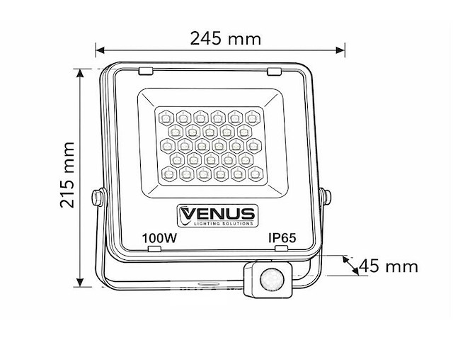 Led schijnwerper 100w – met sensor – 4000k naturaal wit – ip65 waterdicht (x6) - afbeelding 5 van  6