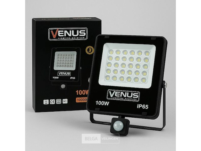 Led schijnwerper 100w – met sensor – 4000k naturel wit – ip65 waterdicht (x10) - afbeelding 3 van  6