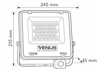 Led schijnwerper 100w – met sensor – 4000k naturel wit – ip65 waterdicht (x10) - afbeelding 5 van  6
