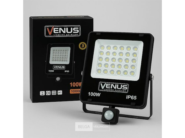 Led schijnwerper 100w – met sensor – 6500kkoud wit – ip65 waterdicht (x10) - afbeelding 3 van  6