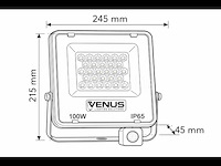 Led schijnwerper 100w – met sensor – 6500kkoud wit – ip65 waterdicht (x6) - afbeelding 3 van  5