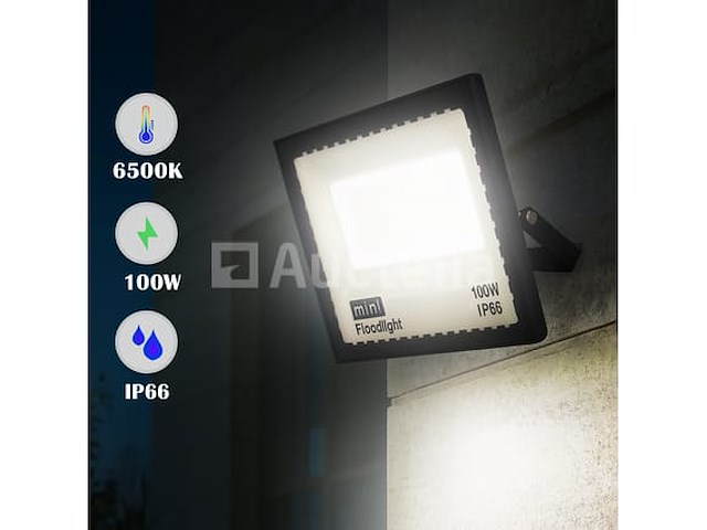 Led schijnwerper 100w mini – 6500k koud wit – ip65 waterdicht (x10) - afbeelding 2 van  5