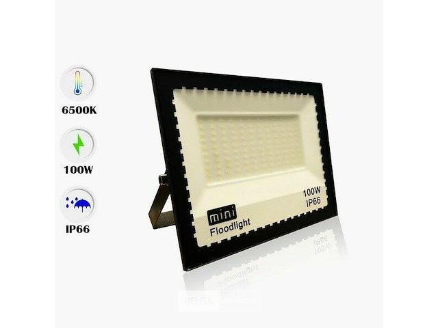 Led schijnwerper 100w mini – 6500k koud wit – ip65 waterdicht (x10) - afbeelding 4 van  6
