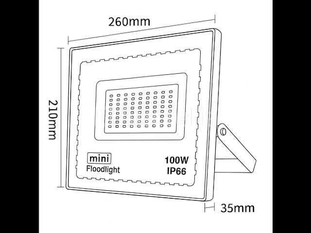 Led schijnwerper 100w mini – 6500k koud wit – ip65 waterdicht (x6) - afbeelding 1 van  5