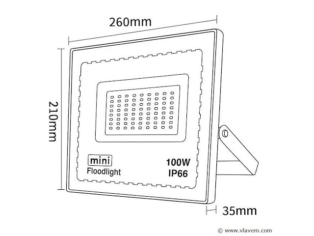 Led schijnwerper 100w mini – 6500k koud wit – ip65 waterdicht (x6) - afbeelding 5 van  5