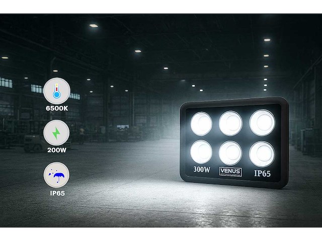 Led schijnwerper 300w – 6500k koud wit – ip65 waterdicht (x2) - afbeelding 1 van  5