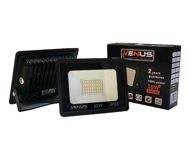 Led schijnwerper 30w – 6500k koud wit – ip65 waterdicht (x12) - afbeelding 2 van  4