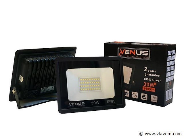 Led schijnwerper 30w – 6500k koud wit – ip65 waterdicht (x12) - afbeelding 2 van  4