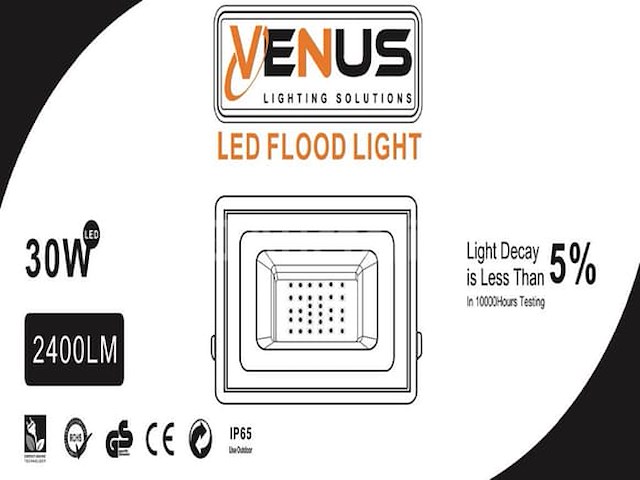 Led schijnwerper 30w – 6500k koud wit – ip65 waterdicht (x6) - afbeelding 2 van  4