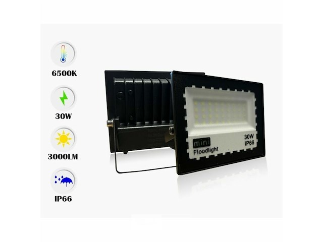 Led schijnwerper 30w mini – 6500k koud wit – ip65 waterdicht (x12) - afbeelding 4 van  6
