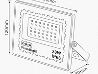 Led schijnwerper 30w mini – 6500k koud wit – ip65 waterdicht (x12) - afbeelding 6 van  6