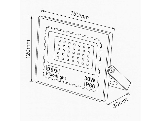 Led schijnwerper 30w mini – 6500k koud wit – ip65 waterdicht (x6) - afbeelding 2 van  2