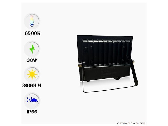 Led schijnwerper 30w mini – 6500k koud wit – ip65 waterdicht (x6) - afbeelding 2 van  4