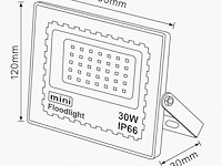 Led schijnwerper 30w mini – 6500k koud wit – ip65 waterdicht (x6) - afbeelding 6 van  6