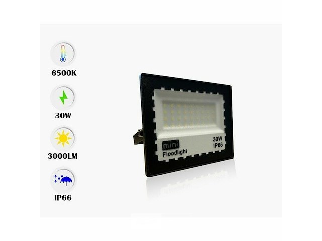 Led schijnwerper 30w mini – 6500k koud wit – ip65 waterdicht (x6) - afbeelding 5 van  6